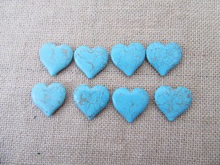 40Pcs Blue Heart Shape Gemstone Beads 32x34x8mm
