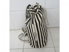 1X Black & Ivory Stripe Lady Knapsack Backpack Bag