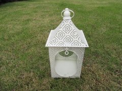 1X White Hanging Candle Lantern Wedding Decoration 24cm High