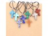 7Pcs Charming Cross Gemstone Pendants With Necklace