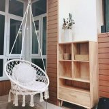 1Pc White Outdoor Swing Hanging Chair Knitted Cotton Rope