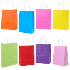 32 Kraft Paper Gift Carry Shopping Bag 22x16x8cm 8 Colors