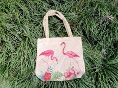 1Pc Flamingo Hemp Shopping Bag Handbag Shoulder Bag Grocery Bag 1Pc Flamingo Hemp Shopping Bag Handbag Shoulder Bag Grocery Bag