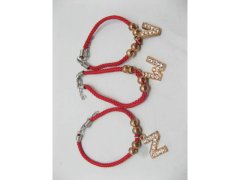 (image for) 60 Assorted Red Knitted Bracelet w Letter Dangle