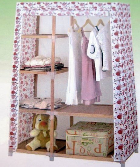 1X New 4-Shelves Storage Wardrobe w/Curtain Cover - Click Image to Close