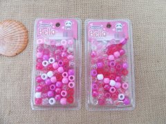 (image for) 24Sheet x 60Pcs Pink Barrel Pony Beads Dreadlock Bead 12mm