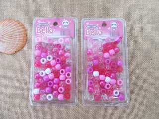 (image for) 24Sheet x 60Pcs Pink Barrel Pony Beads Dreadlock Bead 12mm