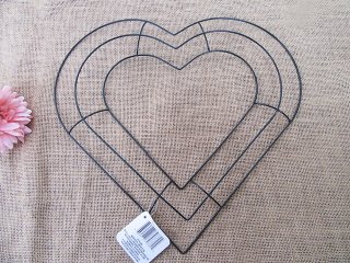 (image for) 24X Heart Wreath Ring Frame Base Wire Ring DIY Decoration Craft