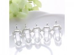 10X Rock Crystal Pendant Hexagon Prism Beads Charms for Necklace