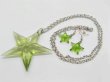 5X Green Star Chain Necklace w/Earring (image for) 5X Green Star Chain Necklace w/Earring