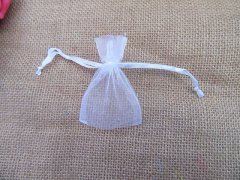 (image for) 98Pcs White Drawstring Jewelry Gift Pouches 7x5cm jew-b-ch370