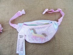 (image for) 4Pcs Unicorn Glitter Sparkly Adjustable Girl Waist Bag Waist