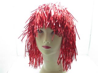 10 New Red Pom-Pom Tinsel Costume Wigs bh-h68