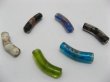 (image for) 100 Gold Foil Curved Tube Glass Beads Mixed Color