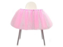 (image for) 1Pc Pink Tutu Skirt High Chair Tulle Table Cover Party Favor