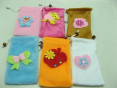 (image for) 12 Soft Plush Pouches with Flowers for Kid