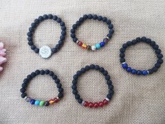5Pcs New Black Gemstones Yoga Healing Energy Bracelet