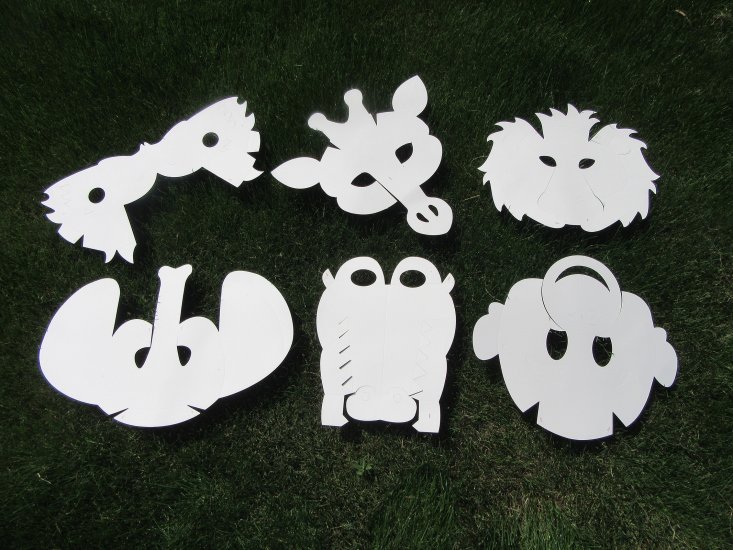 5Set x 6Pcs DIY Plain White Paper Drawing 3D Animal Masks - Click Image to Close