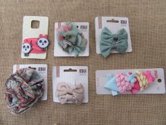 (image for) 1Sheet Flower Bowknot Hair Clips Hairpin for Girls