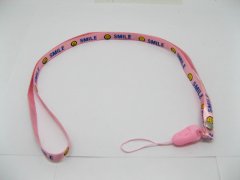 (image for) 100 pink Smile Face Mobile Phone Strap 10mm wide