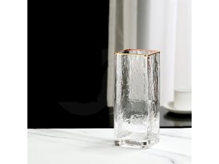 (image for) 1Pc Sleek Glass Tall Square Table Flower Vases 200*80mm