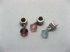 12 Alloy Thread European Beads with Crystal Dangle ac-sp555