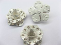 (image for) 100 White Metal Rose Embellishments with Rhinestone for Crafts