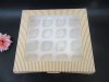 24Sets Kraft 16 Hole Cupcake Gift Boxes with Clear Window