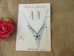 (image for) 1Set Loyal Blue Luxury Bridal Jewelry Set Necklace Earring