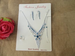 1Set Loyal Blue Luxury Bridal Jewelry Set Necklace Earring