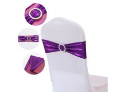 (image for) 10Pcs Shiny Purple Sashes Chair Wider Bow Wedding Venue Banquet