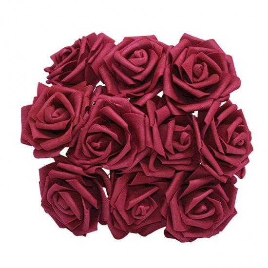 25Pcs RED Rose Artificial Foam Flower Hair Pick Wedding - Click Image to Close