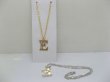 (image for) 12 Silver&Golden Chain Necklace with Rhinestone Letter "E" Dangl