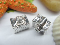 10 Silver Camera Thread European Beads pa-m197 10 Silver Camera Thread European Beads pa-m197