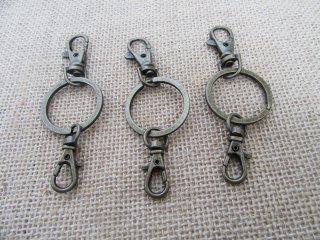 60Pcs Antique Bronze Split Keyring with 2 Swivel Clasps