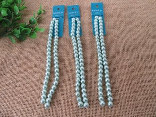 12Sheets X 2Strands Blue Simulate Glass Pearl Beads Unfinished B