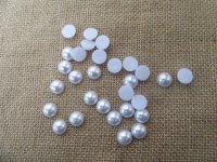 12Sheets X 30Pcs White Semi-Circle Simulated Pearl Bead Flatback