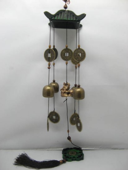 New Fengshui Elephant w/Bell Coin Wind Chime - Click Image to Close