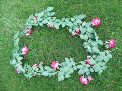 (image for) 2Pcs Red 24 Flower Head Artificial Rose Leaf Garland Vine String