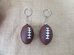 (image for) 40Pcs Anti-Stress PU Foam Rugby Soccer Ball Key Rings BROWN