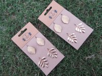 12Sheets x 4Pcs Ivy Leaf Golden Pendant Charms DIY Earring