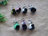 10Pcs Cute Mini Helmet Charm Key Rings with Bell Mixed Color