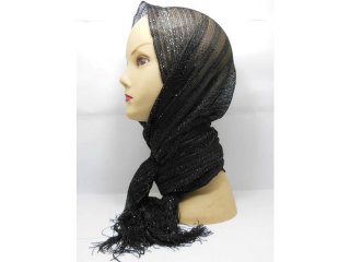 10 New Black & Sliver String Cord Lady Scarves