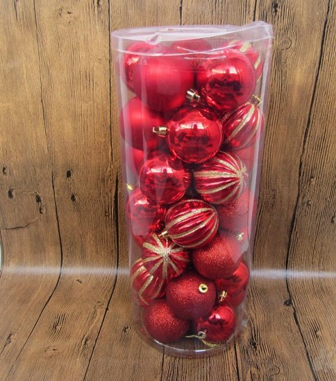 35Pcs Red Christmas Xmas Tree Ball Bauble Hanging Home Party Orn - Click Image to Close