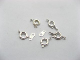 500 Silver Plated Spring Ring Bolt Clasp With Tab 6mm