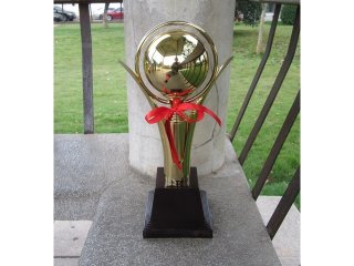 1Pc Golden Plated Trophy Cup Novelty Achievement Award 38.5cm