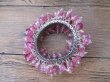 6Pcs Metal Bangle Bracelet with Pink Glass Beads (image for) 6Pcs Metal Bangle Bracelet with Pink Glass Beads