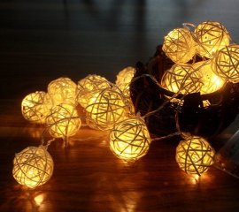 5Set Ivory Rattan Ball 20LED Fairy String Light Home GardenDecor