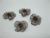 200 White and Coffee Craft Organza Beaded Flowers Embellishment
