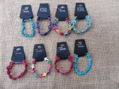 (image for) 12Pcs Elastic Beaded Bracelets with Gemstone Beads Assorted